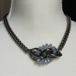 NINE WEST |Chunky Chain Links with Crystals Rhinestones Faceted Light Blue Beads